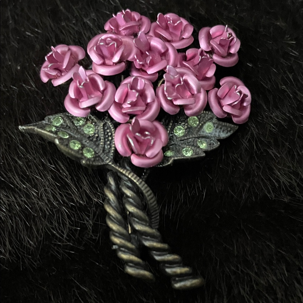 Avon Pink Rose Bouquet Brooch - Picture 4 of 5